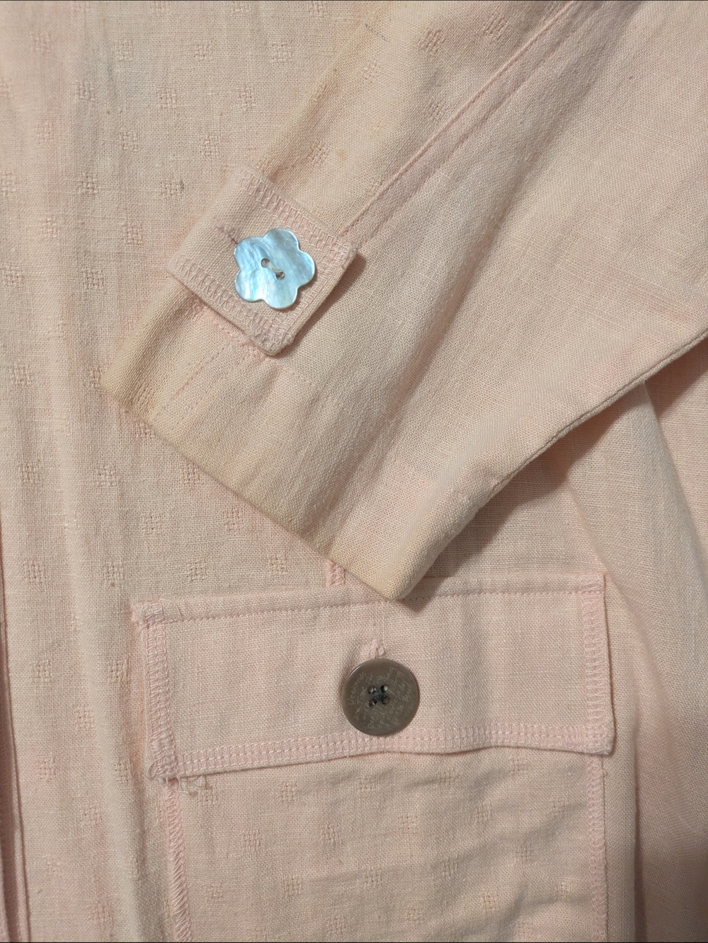 Light Peach Embroidered Button-Front Jacket - Picture 5 of 9